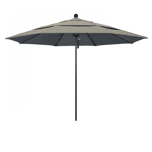 California Umbrella 11' Black Aluminum Market Patio Umbrella, Sunbrella Spectrum Dove 194061333150 - main